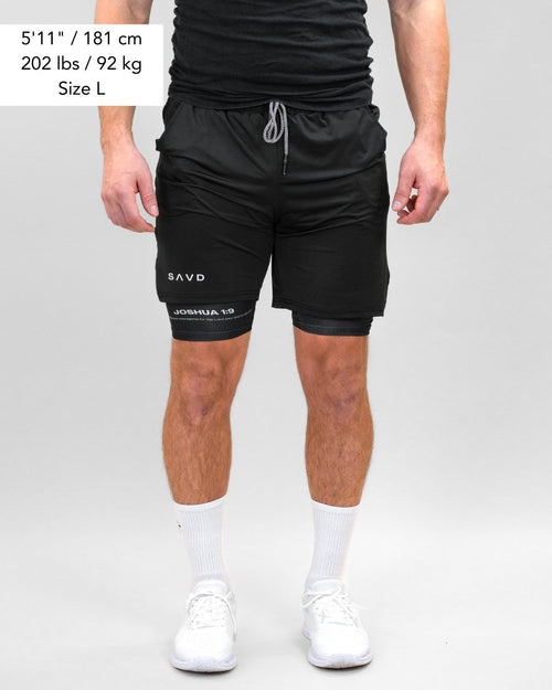 Joshua 1:9 Lion shorts on model