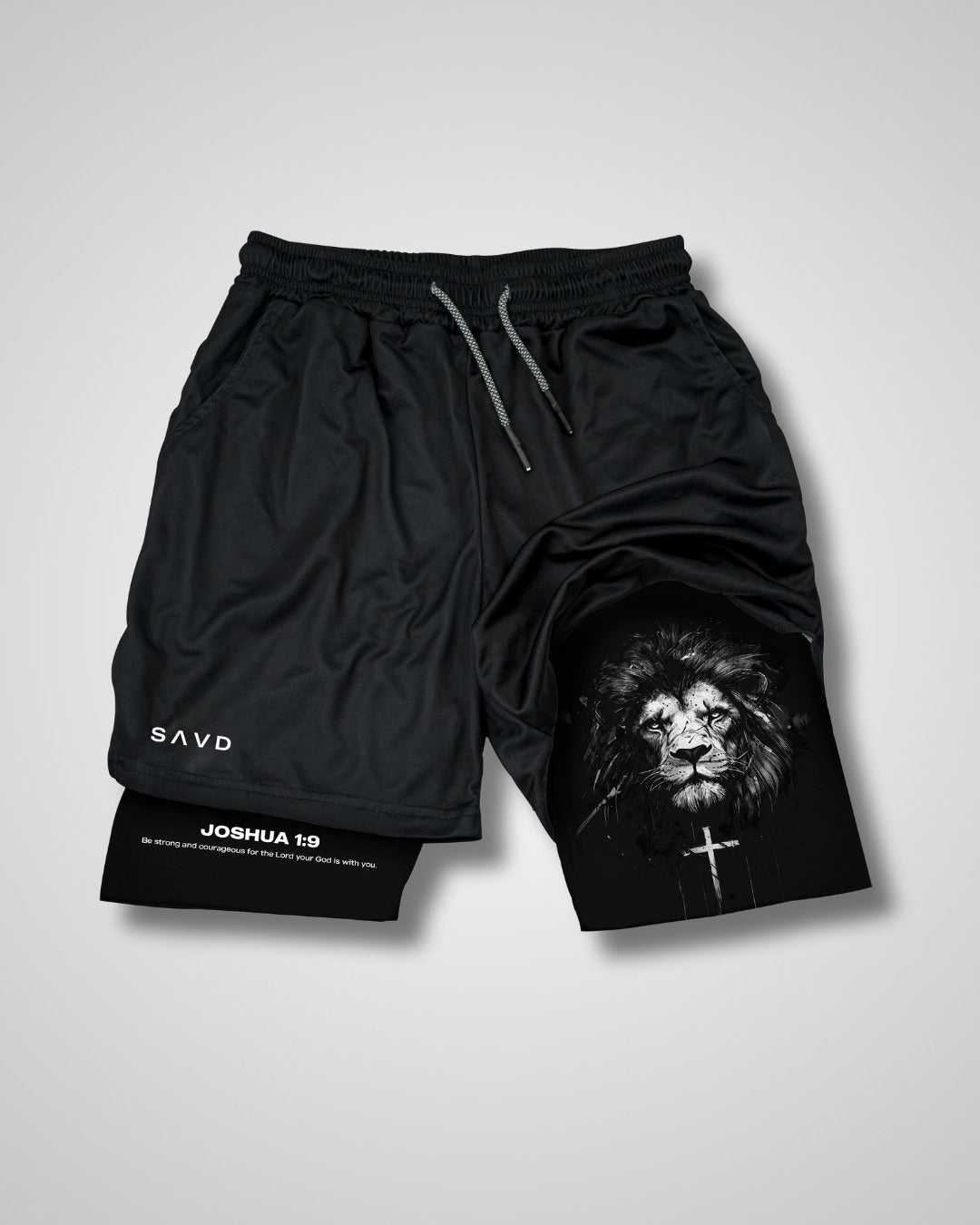 Joshua 1:9 Lion performance shorts