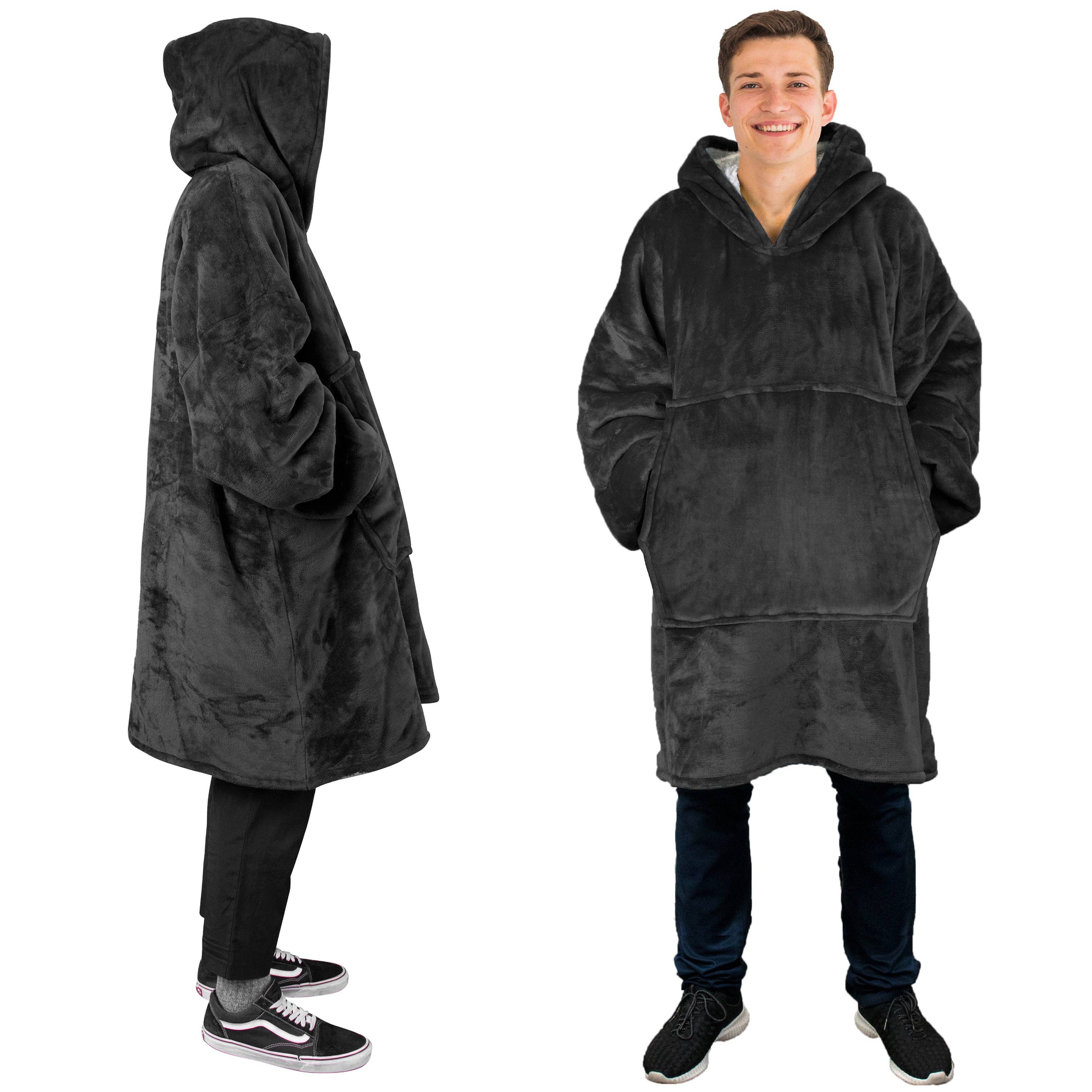Wearable hoodie blanket front pocket