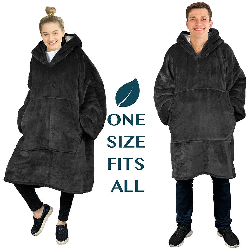 Wearable hoodie blanket sherpa lining
